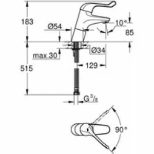 Смеситель для раковины GROHE Euroeco Special, хром (32790000) Смеситель для раковины GROHE Euroeco Special, хром (32790000)
