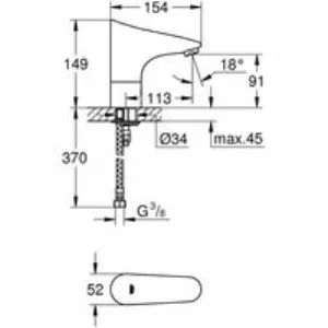 Кран для раковины GROHE Europlus E инфракрасный, без функции смешивания, хром (36208001) Кран для раковины GROHE Europlus E инфракрасный, без функции смешивания, хром (36208001)