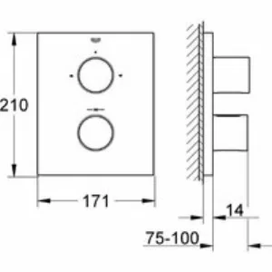 Внешняя часть термостата для ванны GROHE Grohtherm F на 2 потребителя, хром (27618000) Внешняя часть термостата для ванны GROHE Grohtherm F на 2 потребителя, хром (27618000)