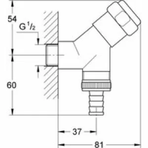 Подсоединительный вентиль 1/2″ GROHE, хром (41010000) Подсоединительный вентиль 1/2″ GROHE, хром (41010000)