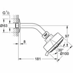Верхний душ GROHE Tempesta Cosmopolitan 100, 9,5 л/мин, 4 режима, 97 мм, хром (27869000) Верхний душ GROHE Tempesta Cosmopolitan 100, 9,5 л/мин, 4 режима, 97 мм, хром (27869000)
