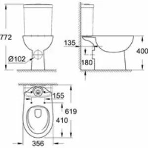 Унитаз напольный для комбинации с бачком наружного монтажа GROHE Bau Ceramic, альпин-белый (39349000) Унитаз напольный для комбинации с бачком наружного монтажа GROHE Bau Ceramic, альпин-белый (39349000)