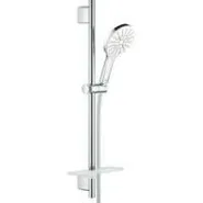 Душевой гарнитур GROHE Rainshower SmartActive 130 с мыльницей, 3 режима струи, душевая штанга 600 мм, 12 л/мин, белая луна (26576LS0)