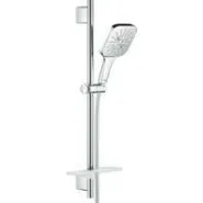 Душевой гарнитур GROHE Rainshower SmartActive 130 Cube с мыльницей, 3 режима струи, душевая штанга 600 мм, 9,5 л/мин, хром (26584000)