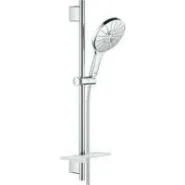 Душевой гарнитур GROHE Rainshower SmartActive 150 с мыльницей, 3 режима струи, душевая штанга 600 мм, 9,5 л/мин, хром (26592000)