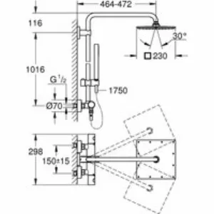Душевая система GROHE Euphoria System 230 с термостатом для душа, хром (26187000) Душевая система GROHE Euphoria System 230 с термостатом для душа, хром (26187000)