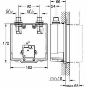 Скрытый монтажный ящик GROHE Eurosmart Cosmopolitan E со смешиванием для комплекта верхней монтажной части, хром (36339001) Скрытый монтажный ящик GROHE Eurosmart Cosmopolitan E со смешиванием для комплекта верхней монтажной части, хром (36339001)