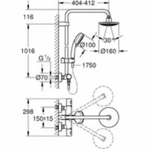 Душевая система GROHE Tempesta Cosmopolitan 160 с термостатом для душа, хром (27922000) Душевая система GROHE Tempesta Cosmopolitan 160 с термостатом для душа, хром (27922000)