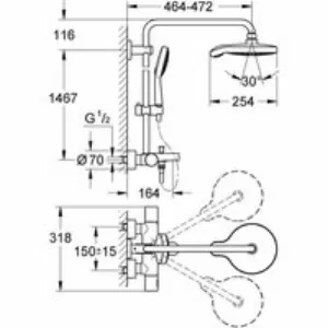 Душевая система GROHE Power&Soul Cosmopolitan с термостатом для ванны, хром (27907000) Душевая система GROHE Power&Soul Cosmopolitan с термостатом для ванны, хром (27907000)