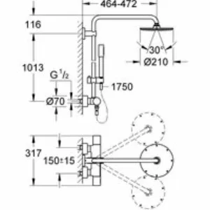 Душевая система GROHE Rainshower System 210 с термостатом для душа, хром (27032001) Душевая система GROHE Rainshower System 210 с термостатом для душа, хром (27032001)