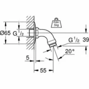 Душевой кронштейн GROHE Relexa neutral 55 мм, хром (28429000) Душевой кронштейн GROHE Relexa neutral 55 мм, хром (28429000)