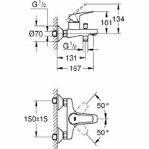 Смеситель для ванны GROHE Start Flow однорычажный, хром (23772000) Смеситель для ванны GROHE Start Flow однорычажный, хром (23772000)