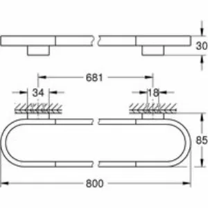 Держатель для полотенца GROHE Selection 800 мм, холодный рассвет глянец (41058GL0) Держатель для полотенца GROHE Selection 800 мм, холодный рассвет глянец (41058GL0)