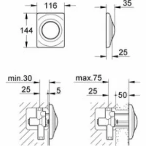 Панель смыва для писсуара GROHE Surf, альпин-белый (37018SH0) Панель смыва для писсуара GROHE Surf, альпин-белый (37018SH0)