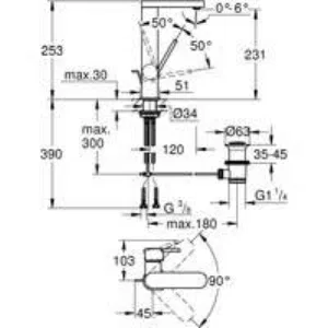Смеситель для раковины GROHE Plus с донным клапаном, L-Size, суперсталь (23851DC3) Смеситель для раковины GROHE Plus с донным клапаном, L-Size, суперсталь (23851DC3)