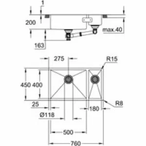 Мойка GROHE K700U 80-S 76/45 с 1.5 чашами, нержавеющая сталь (31575SD1) Мойка GROHE K700U 80-S 76/45 с 1.5 чашами, нержавеющая сталь (31575SD1)