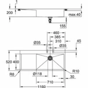 Мойка GROHE K1000 80-S 116/52 1.0 с корзинчатым вентилем, нержавеющая сталь (31582SD1) Мойка GROHE K1000 80-S 116/52 1.0 с корзинчатым вентилем, нержавеющая сталь (31582SD1)