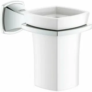 Стакан для зубных щеток Керамический, с держателем GROHE Grandera, хром (40626000) Стакан для зубных щеток Керамический, с держателем GROHE Grandera, хром (40626000)