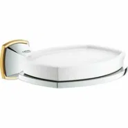 Мыльница керамическая GROHE Grandera с держателем, хром/золото (40628IG0)