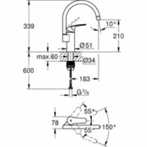 Смеситель для кухни GROHE Eurosmart, хром (33202003) Смеситель для кухни GROHE Eurosmart, хром (33202003)