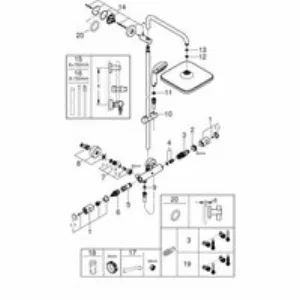 Душевая система GROHE Vitalio Start System 250 Cube с термостатом для душа, хром (26697000) Душевая система GROHE Vitalio Start System 250 Cube с термостатом для душа, хром (26697000)