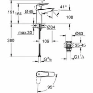 Смеситель для раковины GROHE BauEdge, M-size, хром (23908001) Смеситель для раковины GROHE BauEdge, M-size, хром (23908001)