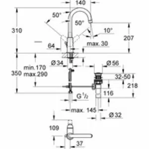 Смеситель для раковины GROHE BauCurve, L-size, хром (23090000) Смеситель для раковины GROHE BauCurve, L-size, хром (23090000)