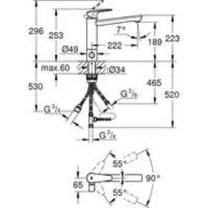 Смеситель для кухни GROHE BauEdge с запорным вентилем, хром (31696000) Смеситель для кухни GROHE BauEdge с запорным вентилем, хром (31696000)