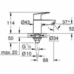 Кран для раковины GROHE BauLoop, без функции смешивания, хром (20422001) Кран для раковины GROHE BauLoop, без функции смешивания, хром (20422001)