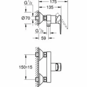 Смеситель для душа GROHE BauEdge, хром (23635001) Смеситель для душа GROHE BauEdge, хром (23635001)