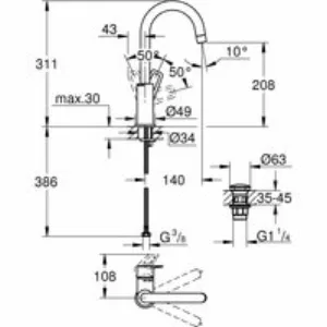 Смеситель для раковины GROHE BauLoop, L-size, хром (23891001) Смеситель для раковины GROHE BauLoop, L-size, хром (23891001)