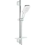 Душевой гарнитур GROHE Vitalio SmartActive 130 Cube с мыльницей, 3 режима струи, душевая штанга 600 мм, 9,5 л/мин, белая луна/хром (26596000)