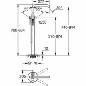 Внешняя часть смесителя для ванны GROHE Essence напольного монтажа, хром (23491001) Внешняя часть смесителя для ванны GROHE Essence напольного монтажа, хром (23491001)