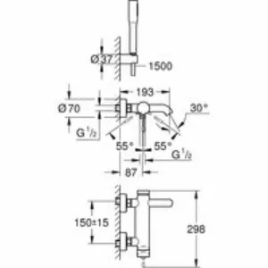 Смеситель для ванны GROHE Essence, хром (33628001) Смеситель для ванны GROHE Essence, хром (33628001)