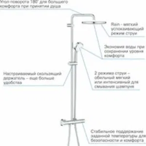 Душевая система GROHE Tempesta Cosmopolitan System 250 с термостатом для душа, хром (26670000) Душевая система GROHE Tempesta Cosmopolitan System 250 с термостатом для душа, хром (26670000)