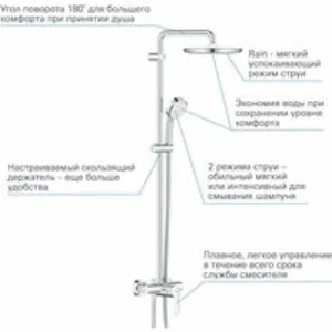 Душевая система GROHE Tempesta Cosmopolitan System 250 со смесителем для душа, хром (26673000) Душевая система GROHE Tempesta Cosmopolitan System 250 со смесителем для душа, хром (26673000)