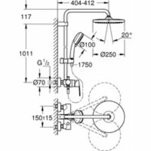Душевая система GROHE Tempesta Cosmopolitan System 250 со смесителем для душа, хром (26673000) Душевая система GROHE Tempesta Cosmopolitan System 250 со смесителем для душа, хром (26673000)