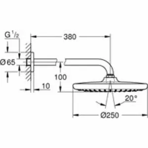 Верхний душ GROHE Tempesta 250, 9,5 л/мин, 1 режим, 380 мм, хром (26663000) Верхний душ GROHE Tempesta 250, 9,5 л/мин, 1 режим, 380 мм, хром (26663000)