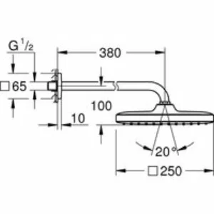 Верхний душ GROHE Tempesta Cube 250, 9,5 л/мин, 1 режим, 380 мм, хром (26682000) Верхний душ GROHE Tempesta Cube 250, 9,5 л/мин, 1 режим, 380 мм, хром (26682000)