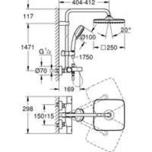 Душевая система GROHE Tempesta Cosmopolitan System 250 Cube с термостатом для ванны, хром (26691000) Душевая система GROHE Tempesta Cosmopolitan System 250 Cube с термостатом для ванны, хром (26691000)