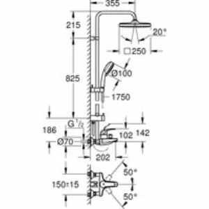 Душевая система GROHE Tempesta Cosmopolitan 250 CUBE со смесителем для ванны, хром (26693000) Душевая система GROHE Tempesta Cosmopolitan 250 CUBE со смесителем для ванны, хром (26693000)