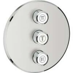 Внешняя часть переключателя потоков GROHE Grohtherm SmartControl на 3 потребителя, круглая, суперсталь (29122DC0) Внешняя часть переключателя потоков GROHE Grohtherm SmartControl на 3 потребителя, круглая, суперсталь (29122DC0)