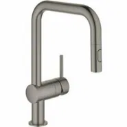 Смеситель для кухни GROHE Minta с вытяжным душем, U-образный излив, темный графит матовый (32322AL2)
