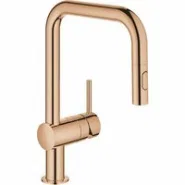 Смеситель для кухни GROHE Minta с вытяжным душем, U-образный излив, теплый закат глянец (32322DA2)