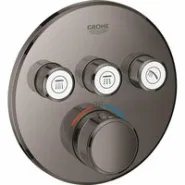 Внешняя часть термостата для душа GROHE Grohtherm SmartControl на 3 потребителя, круглая, темный графит глянец (29121A00)