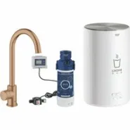 Комплект для кухни GROHE Red Mono II с бойлером M-size, с вертикальным вентилем с C-образным изливом, теплый закат матовый (30085DL1)