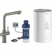 Комплект для кухни GROHE Red Duo II с бойлером M-size, смеситель с L-образным изливом, темный графит матовый (30327AL1)