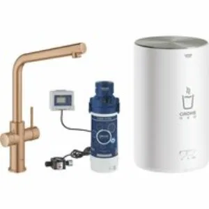 Комплект для кухни GROHE Red Duo II с бойлером M-size, смеситель с L-образным изливом, теплый закат матовый (30327DL1) Комплект для кухни GROHE Red Duo II с бойлером M-size, смеситель с L-образным изливом, теплый закат матовый (30327DL1)