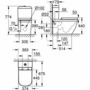 Унитаз напольный с бачком и сиденьем с микролифтом GROHE Euro Ceramic, альпин-белый (3946200H) Унитаз напольный с бачком и сиденьем с микролифтом GROHE Euro Ceramic, альпин-белый (3946200H)
