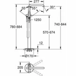 Внешняя часть смесителя для ванны GROHE Essence напольного монтажа, никель глянец (23491BE1) Внешняя часть смесителя для ванны GROHE Essence напольного монтажа, никель глянец (23491BE1)